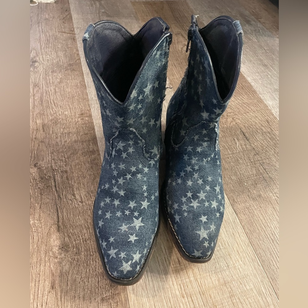 Roper cowboy boot booties Denim with stars size 8.5